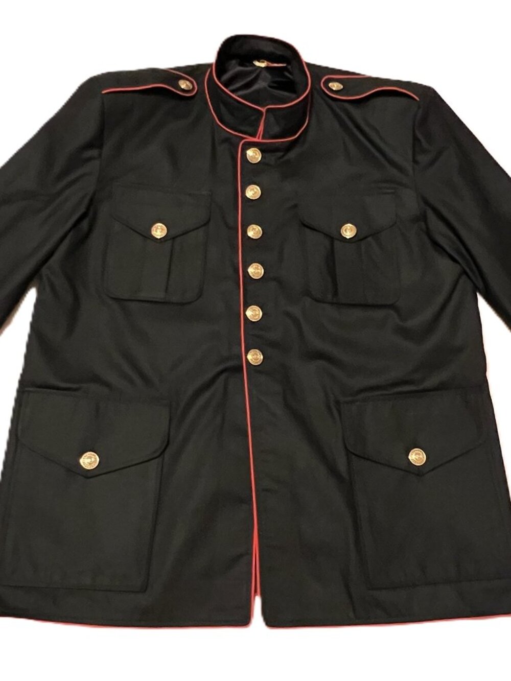 Theatrical Costume Military Marine-like Jacket Black/Red Piping/Gold Buttons - Picture 3 of 7